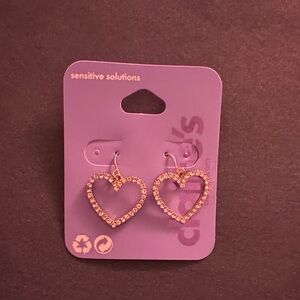 Claire's Pink Rhinestone Heart Earrings